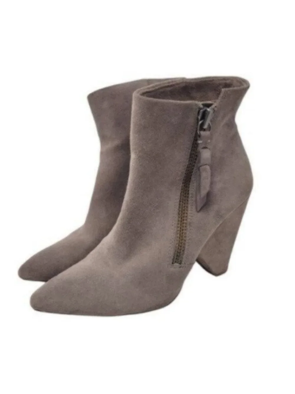 Anthropologie Splendid | NEVA Suede Ankle Boots Booties Taupe Cone Heel